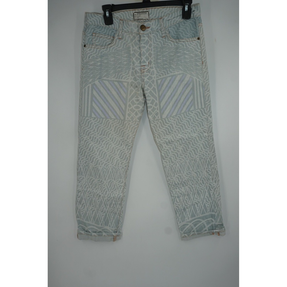 Mary Katrantzou Current Elliott Jeans Womens 26 Boyfriend Skyrograph Light Print
